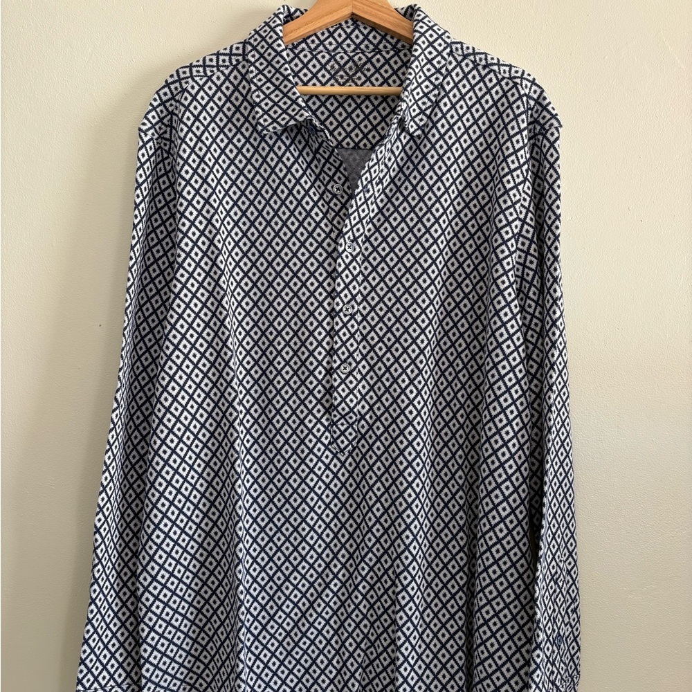 Men's Tasso Elba Blue and White Patterned Shirt